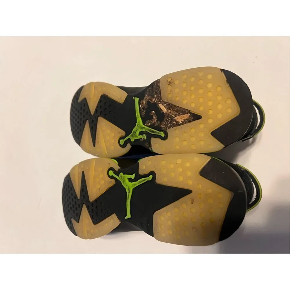 Nike Kids 5Y Air Jordan 6 Retro Sneakers Black Green Neon Basketball Shoes Gym